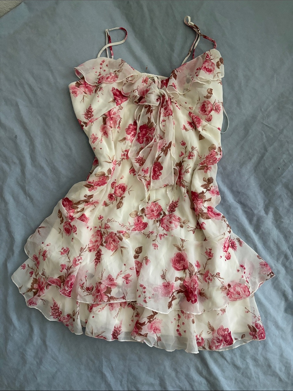 Jessica Simpson Pink Floral Ruffle Tiered Dress